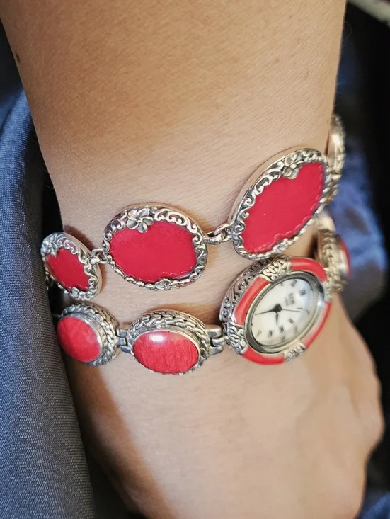 Eon 1962 Set, Sponge Coral Swiss Movement Watch And Bracelet in Sterling Silver - Picture 13 of 13